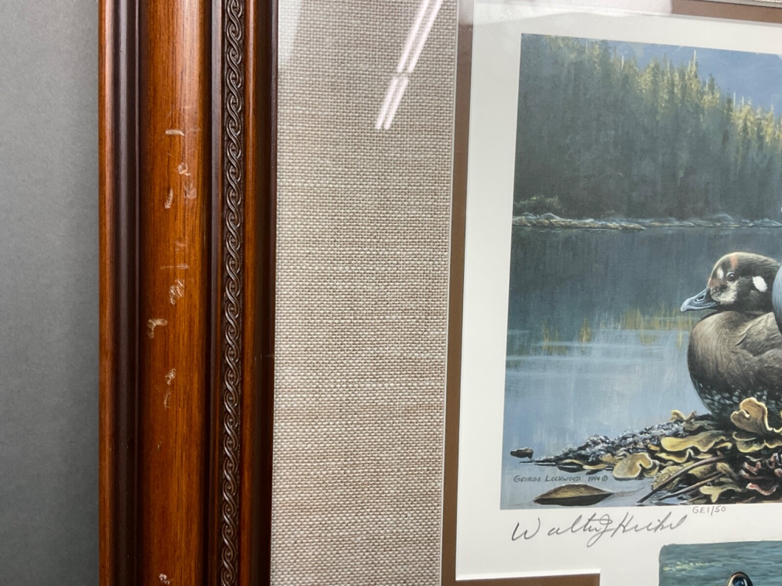 George Lockwood Orig Wildlife Duck Oil Painting Signed Art & Litho Stamps Alaska