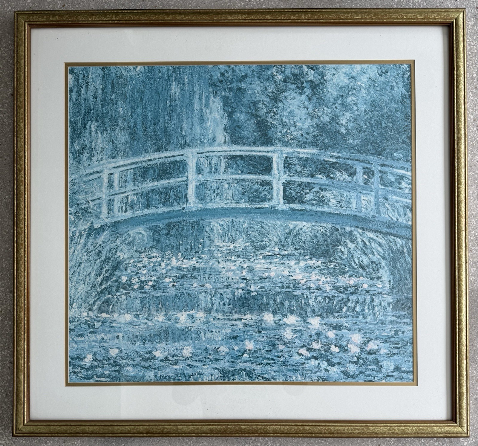 VINTAGE CLAUDE MONET WATER LILLIES JAPANESE FOOTBRIDGE 1991 REPRODUCTION FRAMED