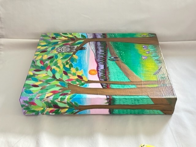 Signed LORI PORTKA Original Canvas Oil Painting Couple Sunset Scene