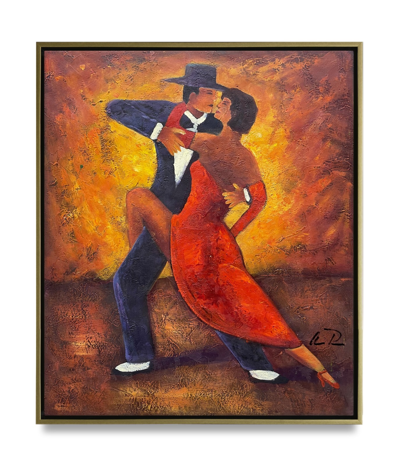 NY Art-Original Oil Painting of Tango Dancers on Canvas 20×24 Framed