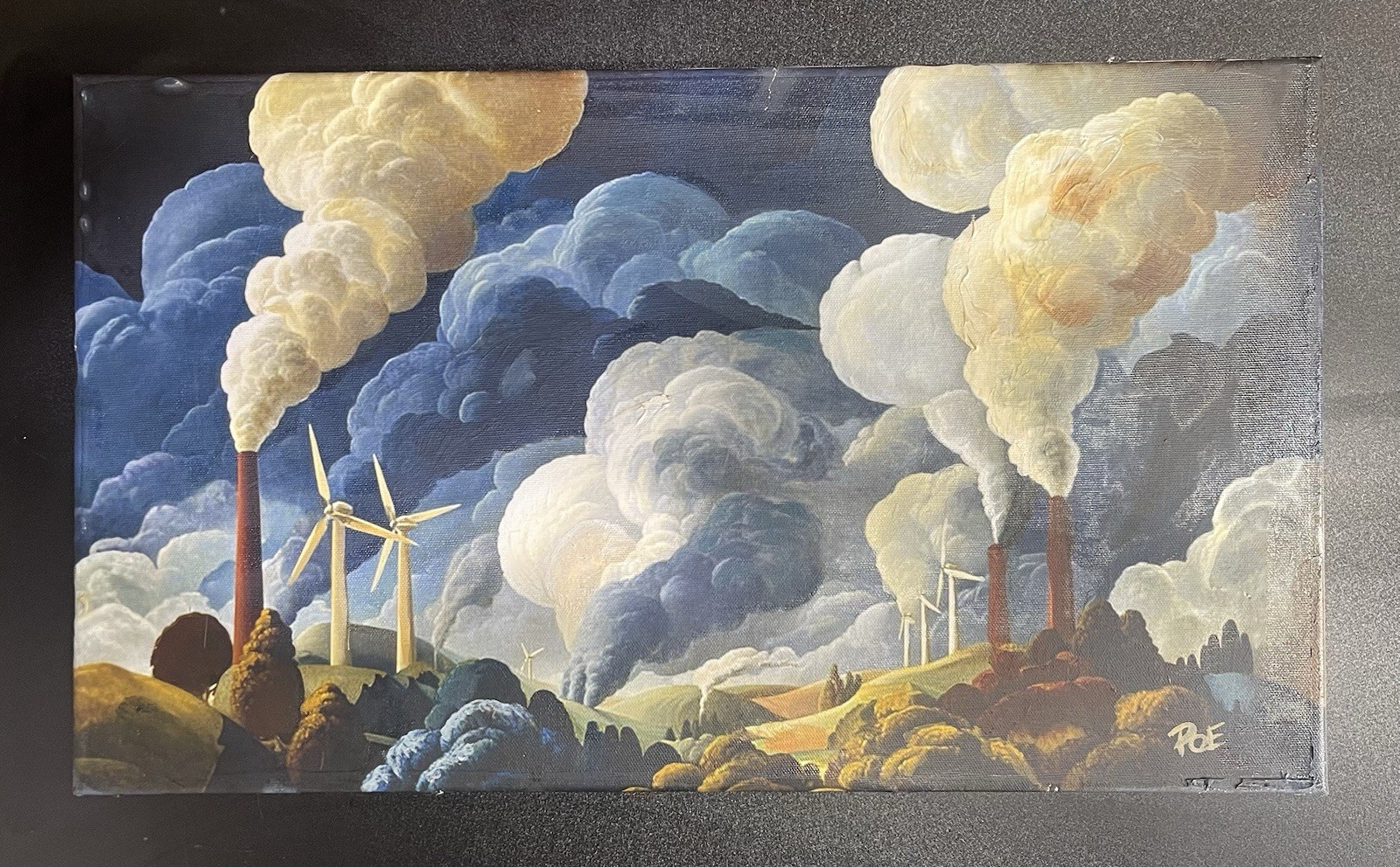 Lucian Poe Fair Weather Original Oil Painting 21.5×12.5 Framed Schism Series