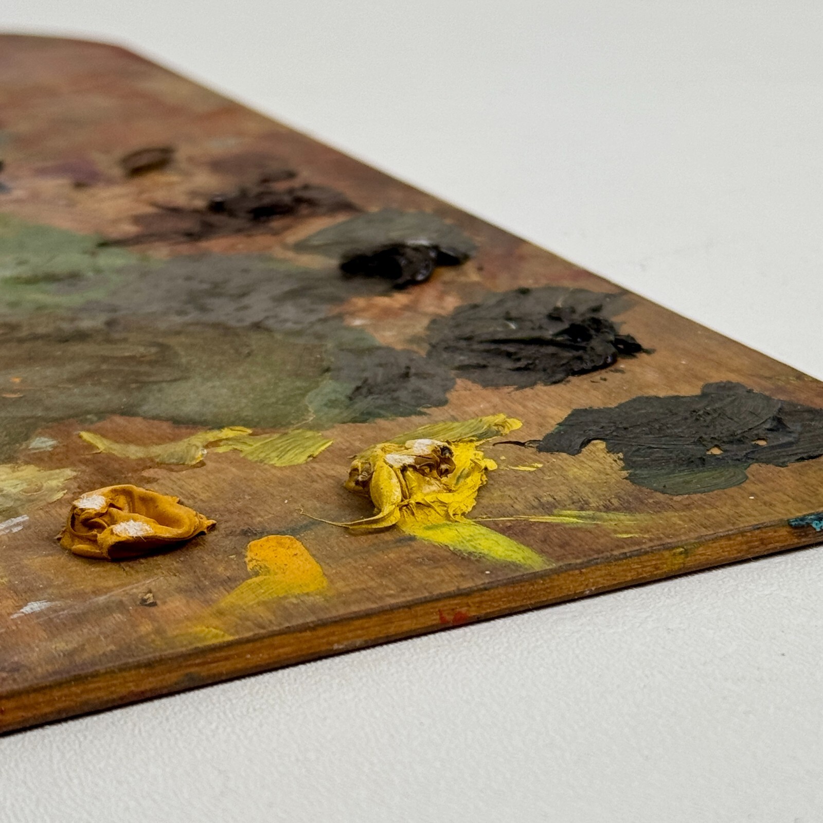 Vintage Artist’s Large Rectangular Painting Palette With Remnant Oil Paint