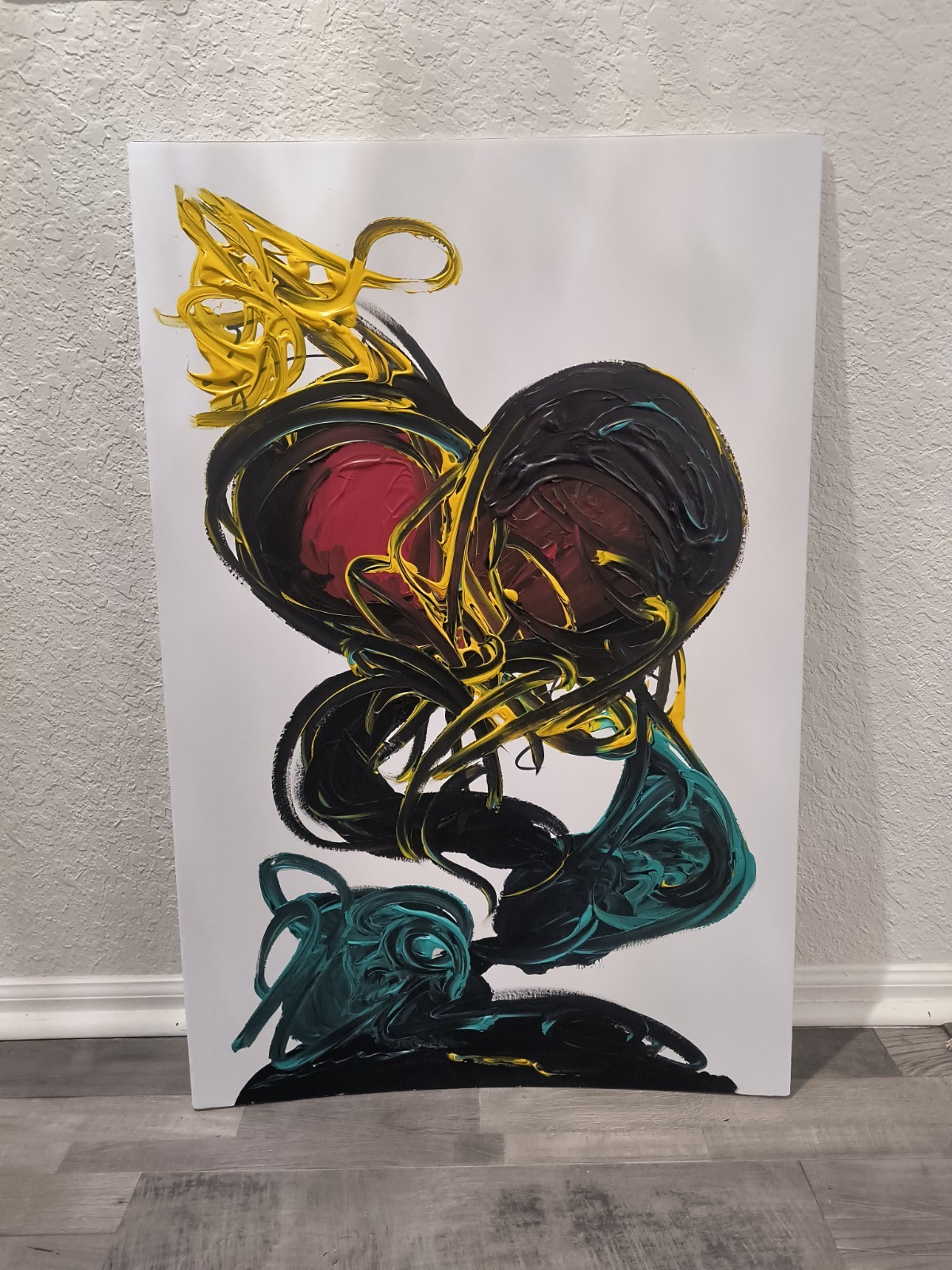Trey Coppland, Heart’s in the Wind Abstract Heart Acrylic, 24+36 in 2026, Signed
