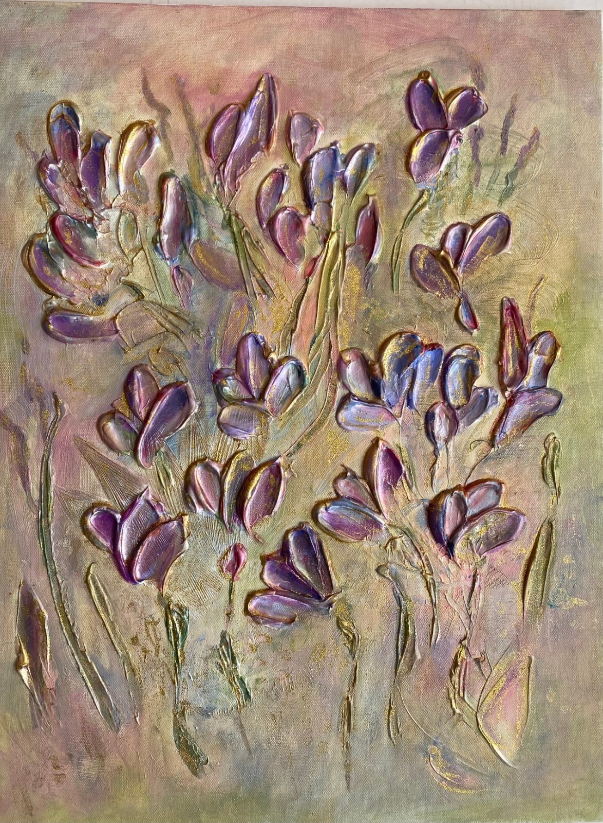 Floral Acrylic Textured painting on canvas, 18inches x 24 inches