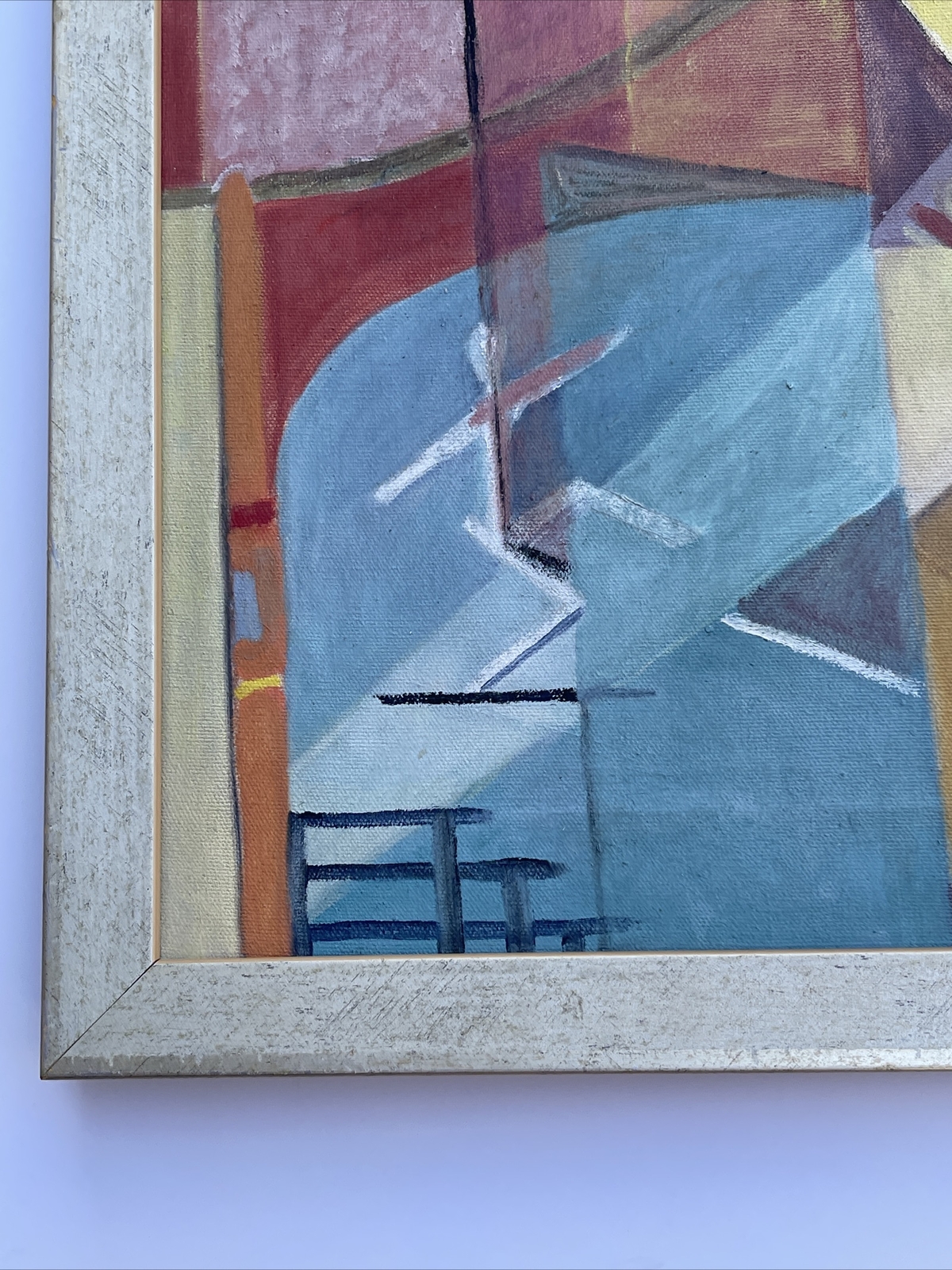 ANTIQUE CIRCUS PAINTING ABSTRACT CUBIST CUBISM MODERNISM MID CENTURY PERFORMERS