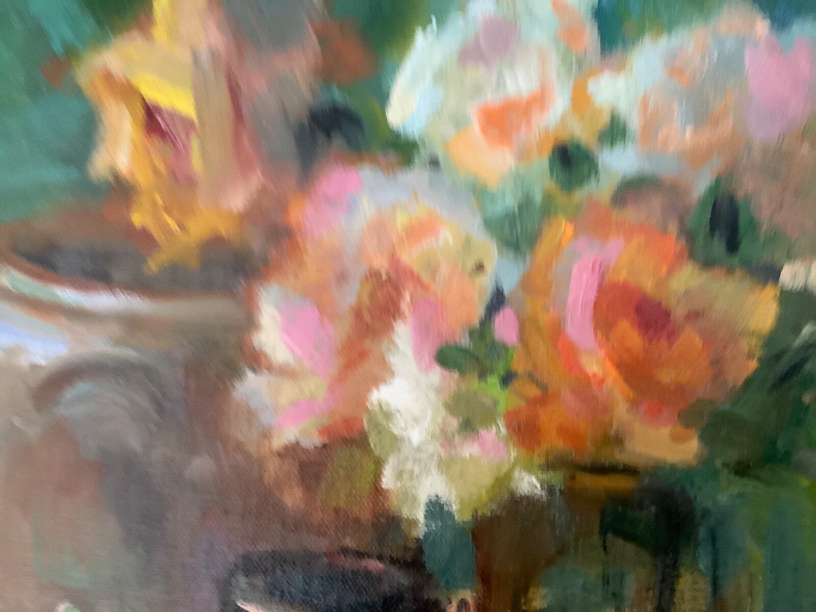 Original Impressionism Framed Oi Painting 12×16 Floral Still Life Signed