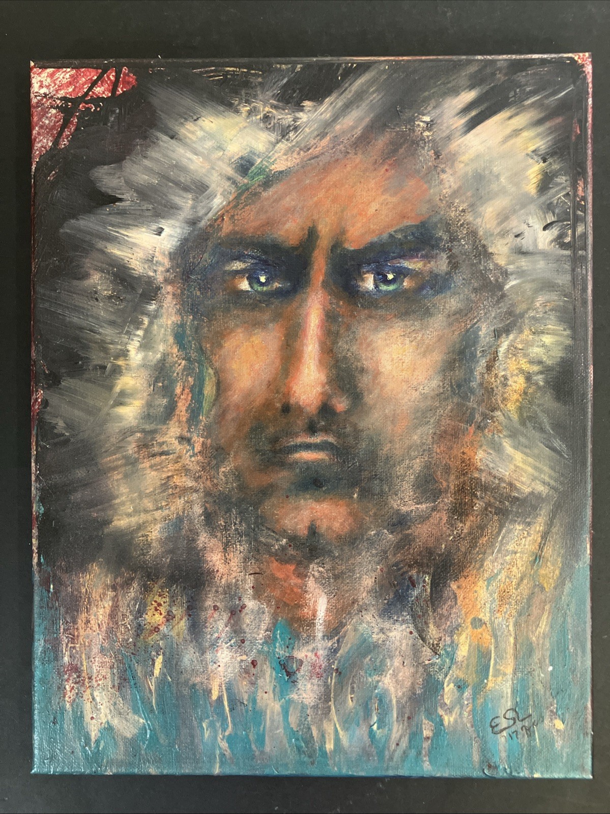 Original Acrylic Painting The Evil Inside is All Disguised Idiot Elspeth Lambert