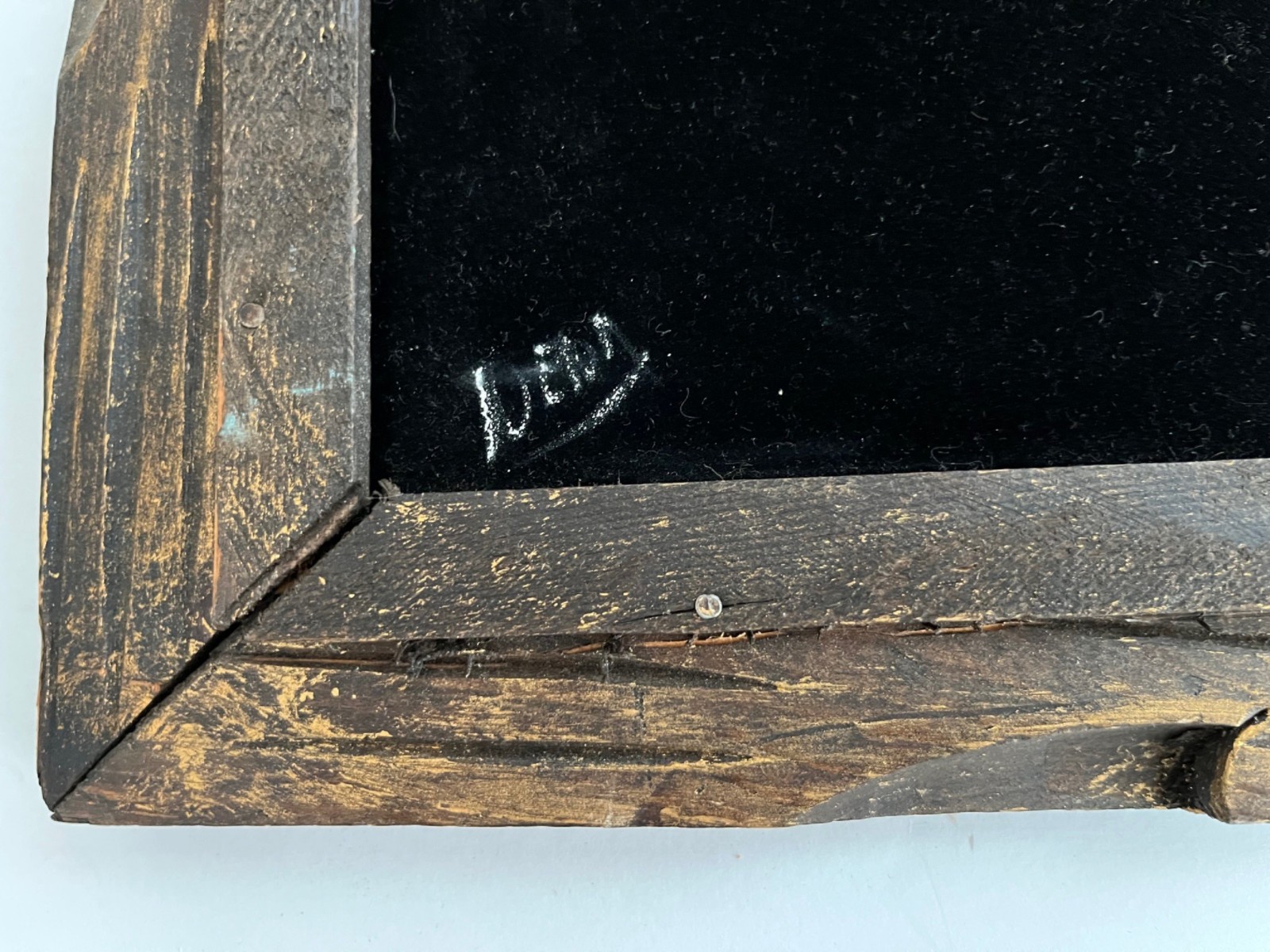 Vintage Velvet Painting of a Horse in a Carved Wooden Frame 15 x 21 x 1.5″