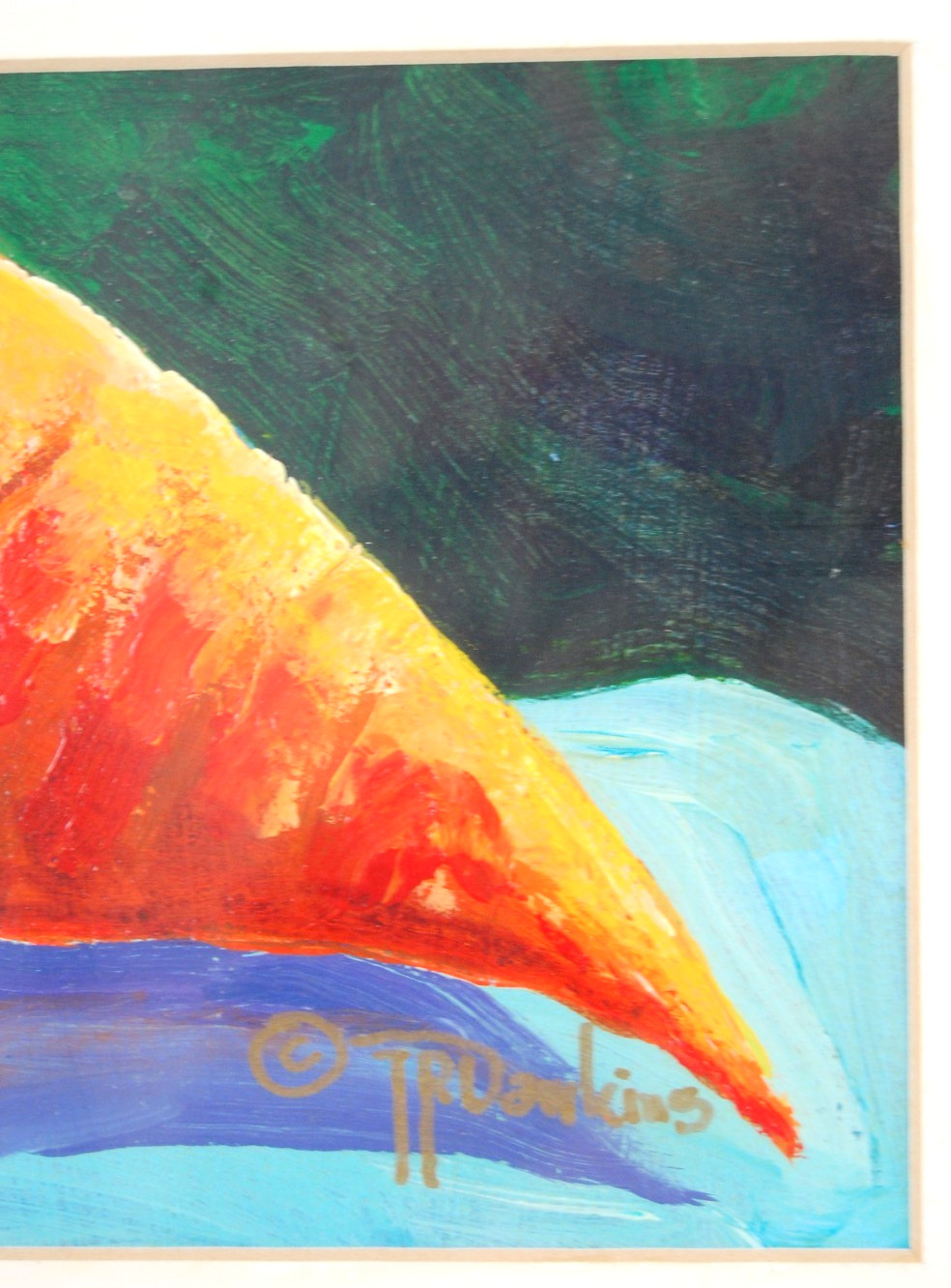 Original Framed Signed Truawkins Large Carrot Impressionist Oil Painting 7X5