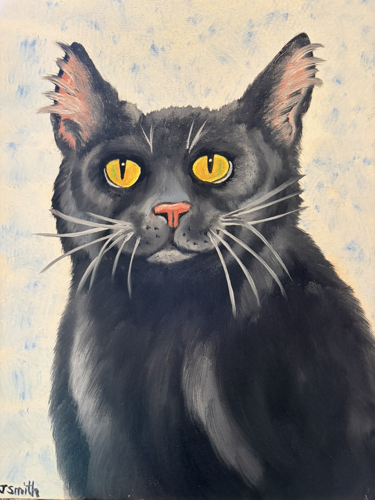 Original oil painting New 11 x 14 inches cute and sweet black cat