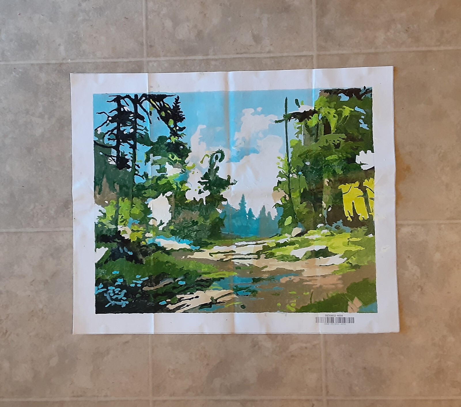 Scene Hand Painted By Number Painting on Canvas Completed Unframed 16 x 20