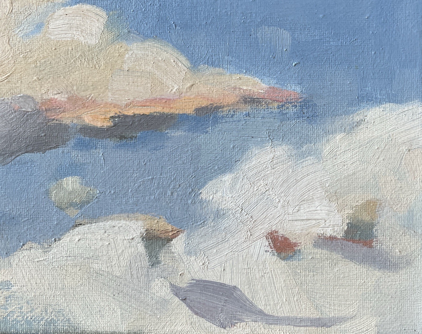Original OOAK Oil Painting 3 Panels Triptych Blue Skies Forever Contemporary Art