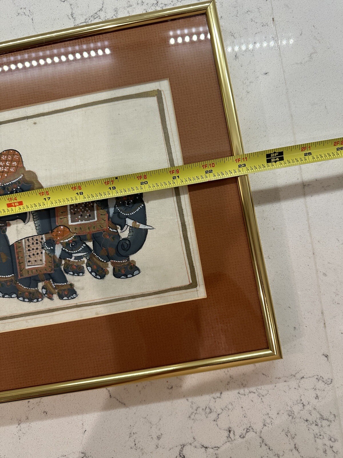 STUNNING Authentic Indian Elephant Painting on Silk Framed/Matted