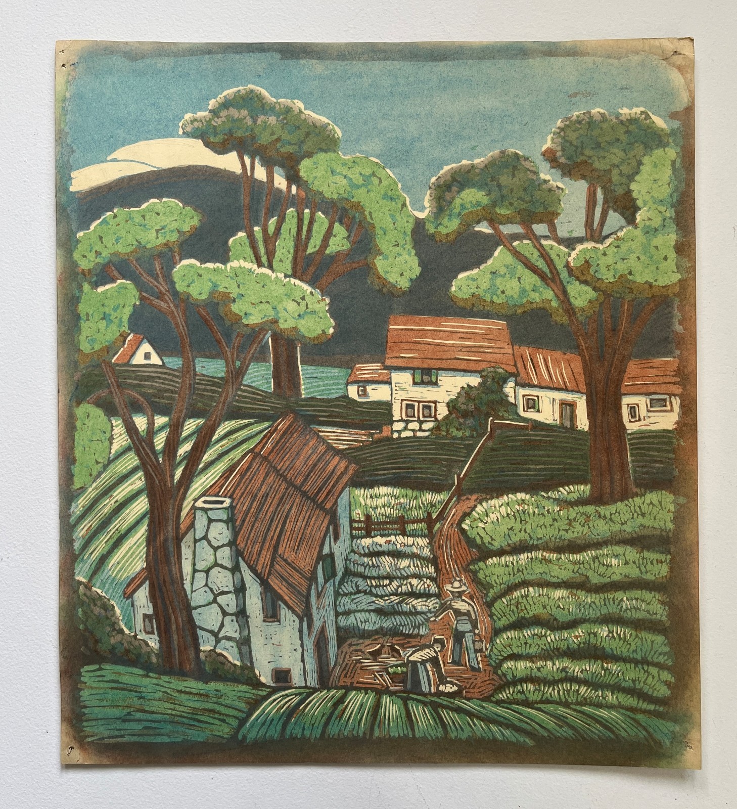 Antique Watercolor Painting by Hazel Frazee, Chicago, IL