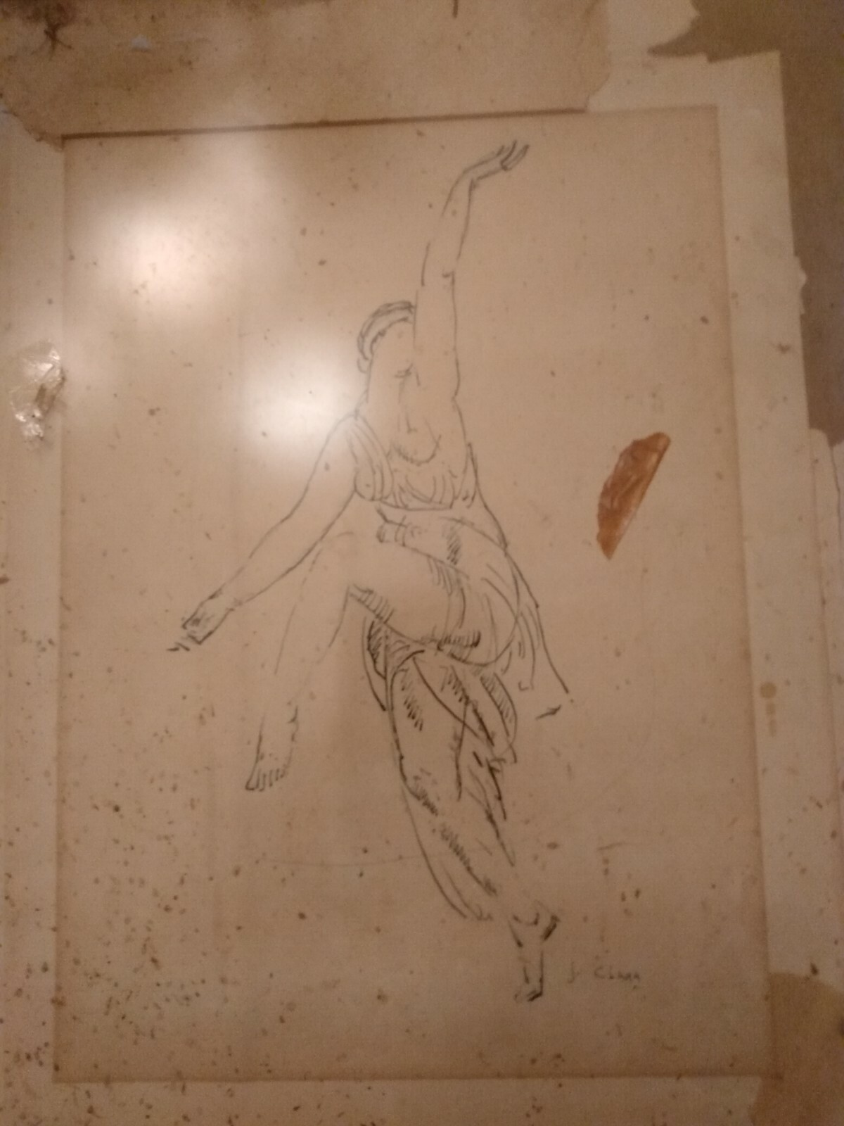 J. Clara Drawing, paper and ink? , Matted 