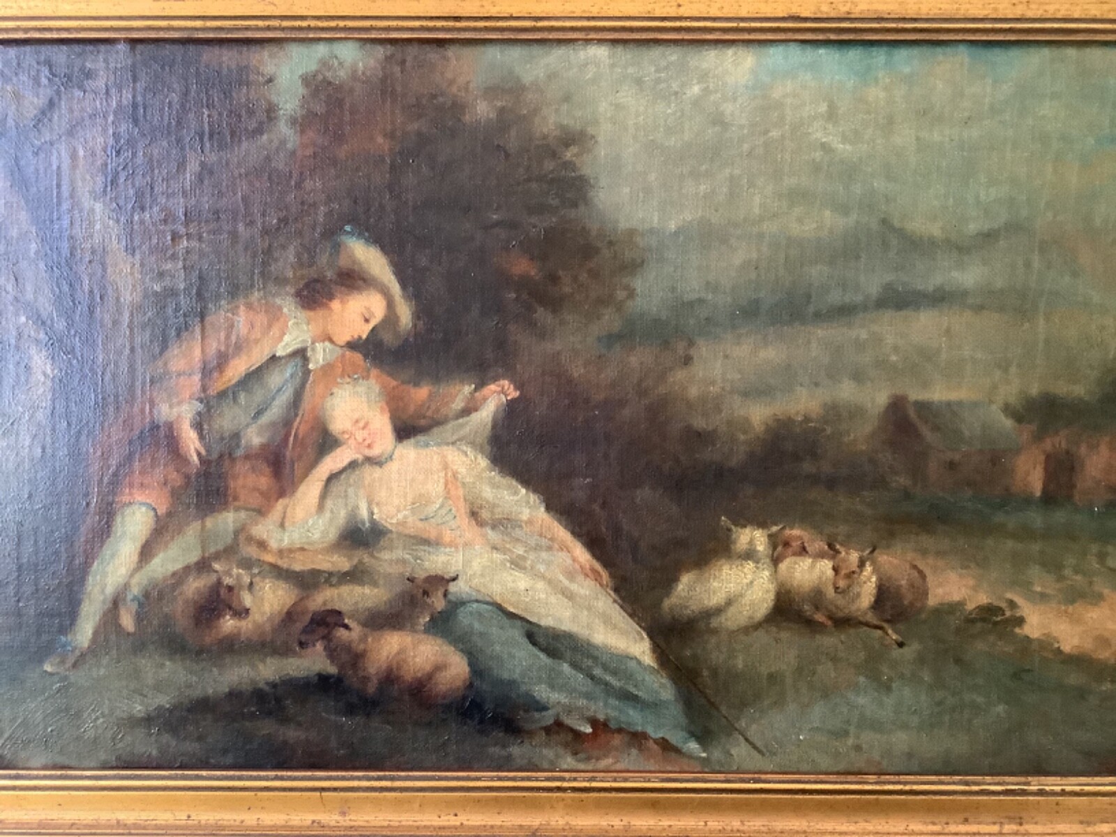 18th CENTURY JEAN-BAPTISTE PATER Shepherdess with Sheep in a Countryside Oil