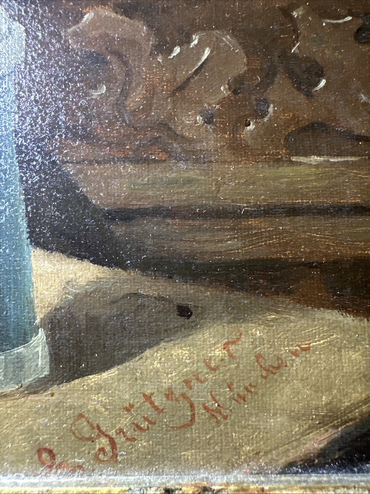 Monks at Table with Stein – Signed “E. Grutzner” – Oil on Wood Panel Painting