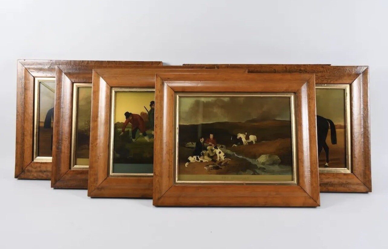 Collection of 6 Reverse Painted Antique Scenes