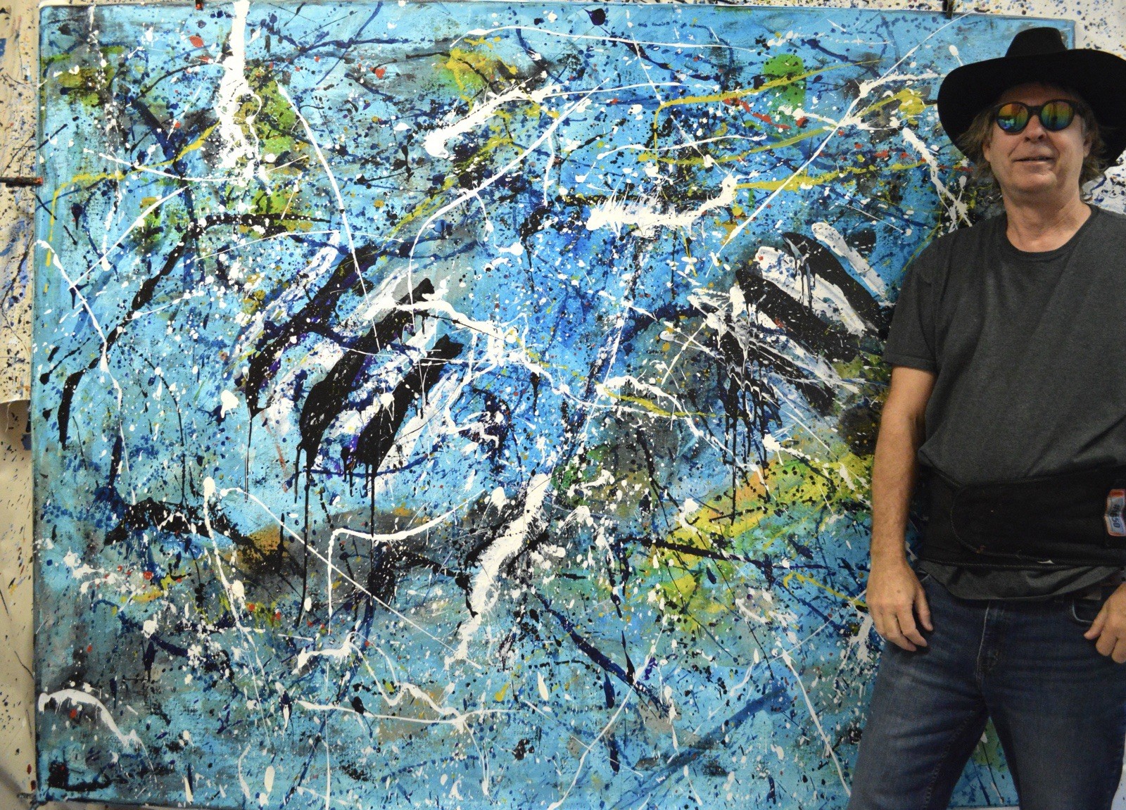 Pollock/Richter style Professional Painting 84”X62” (7 Foot) Abstract Modern XL
