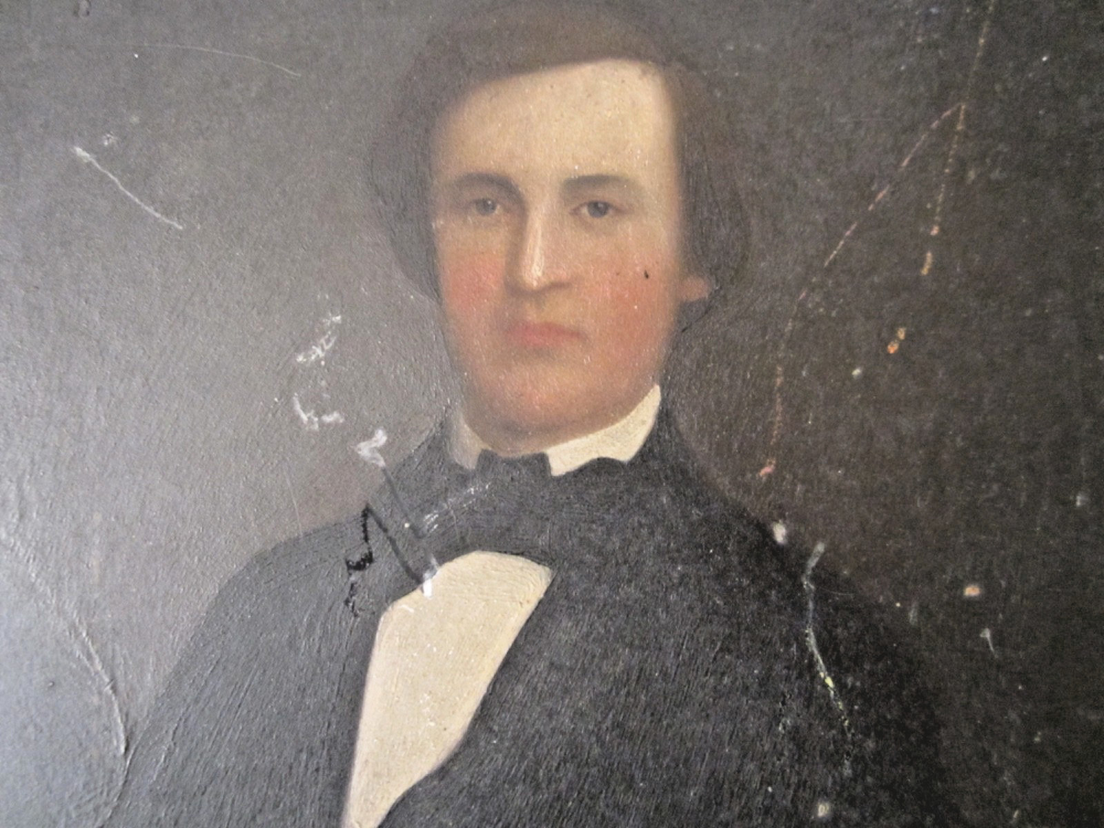 19th C RARE Full Plate Ambrotype Reverse Hand Painting 1800s Man Portrait Framed