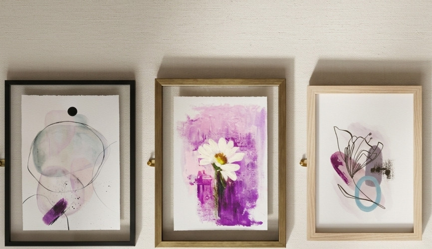 Modern Abstract Floral Wall Art Painting Set of 3 Triptych Decor Artwork A4