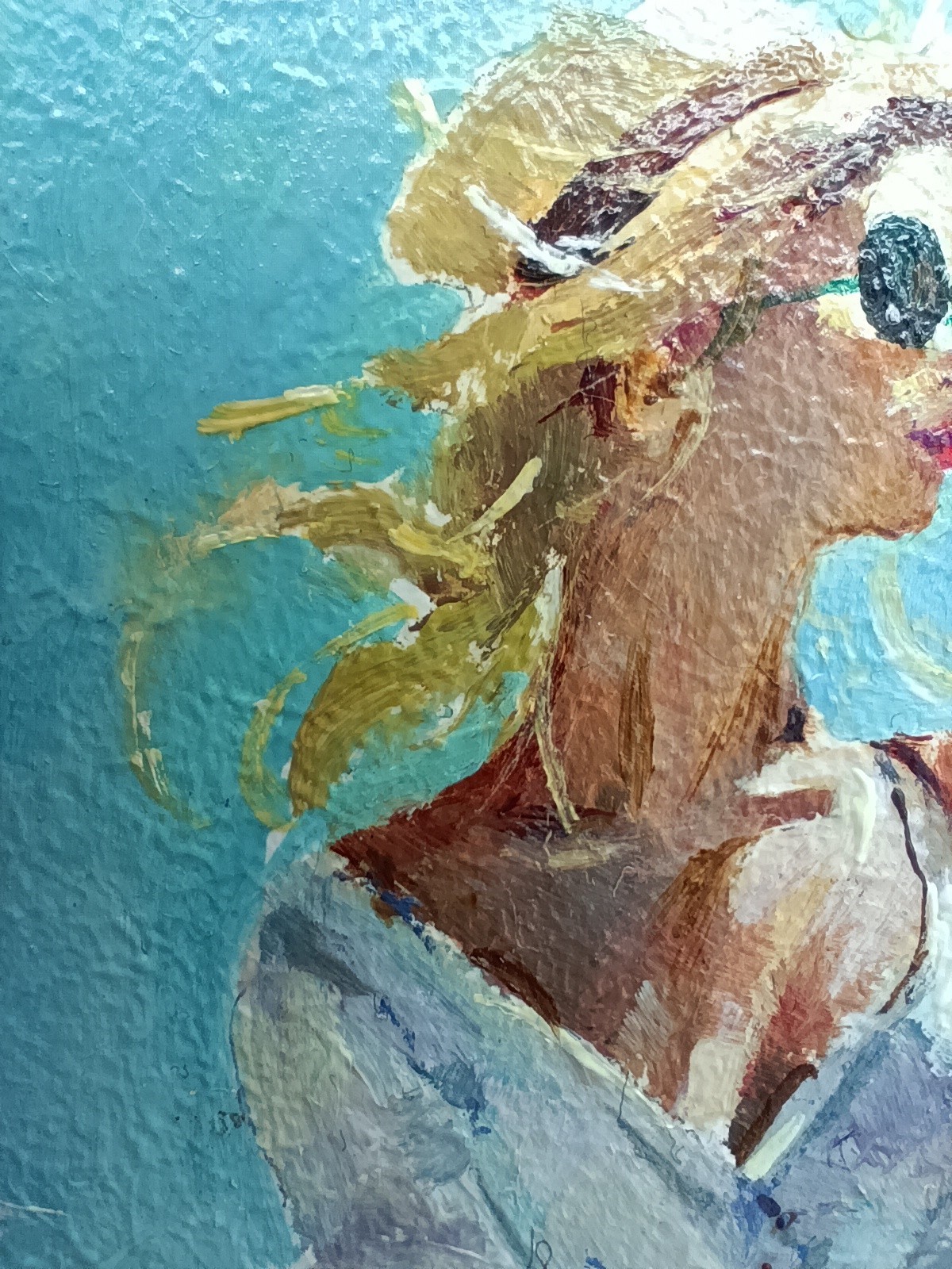 Beach Girl Original Oil Painting 4×6 Framed Signed Woman Sea Beachfront Art