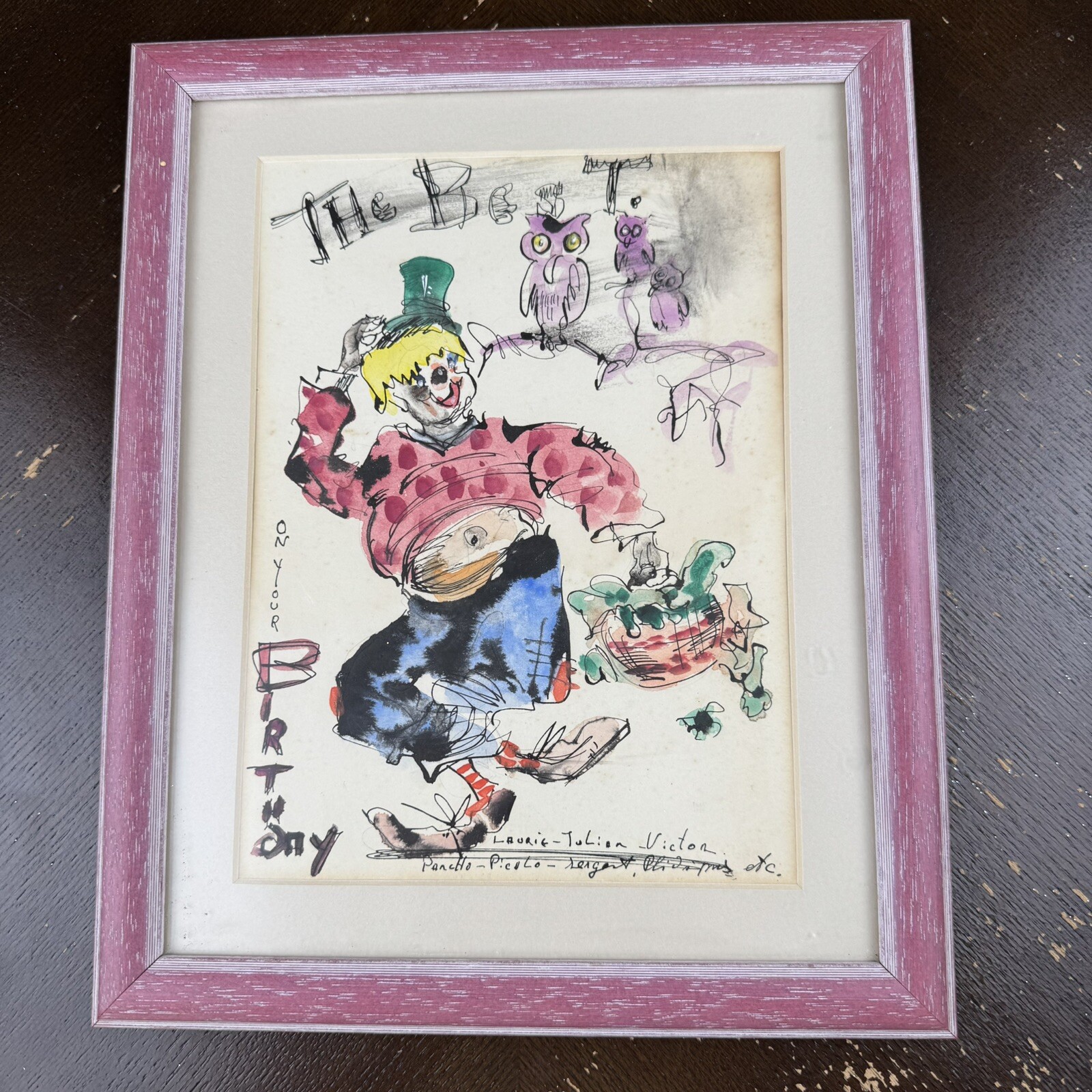 Original Signed Framed Art Dancing Clown Gypsy Laurie Julian Victor Pancho Picol