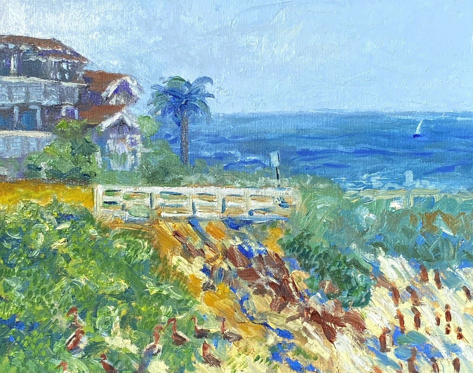 Enchanting Oil Painting Original. La Jolla San Diego Scene. Impressionist art