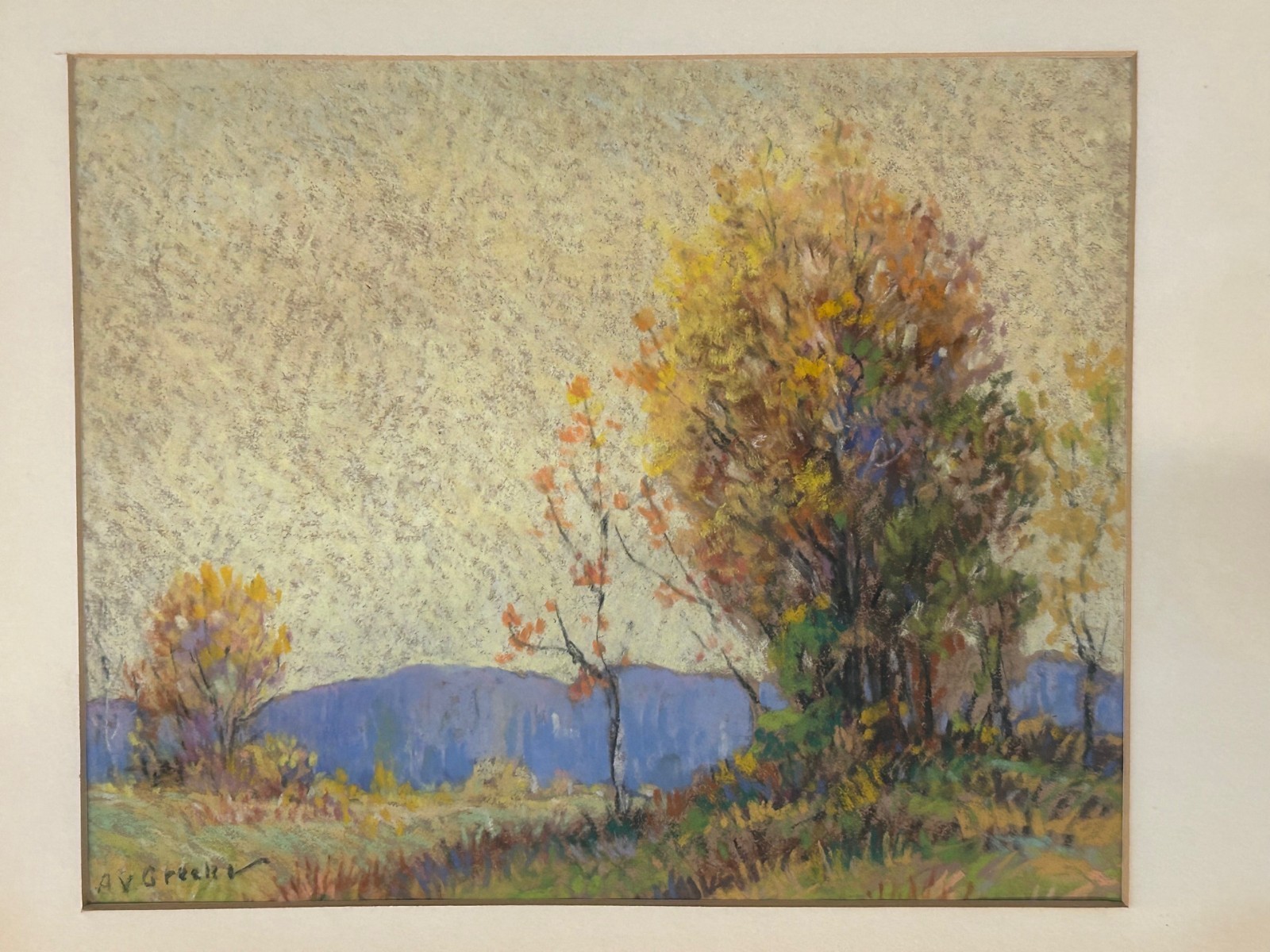Albert Van Nesse Greene (1887 – 1971) Framed Country Landscape Pastel on Paper