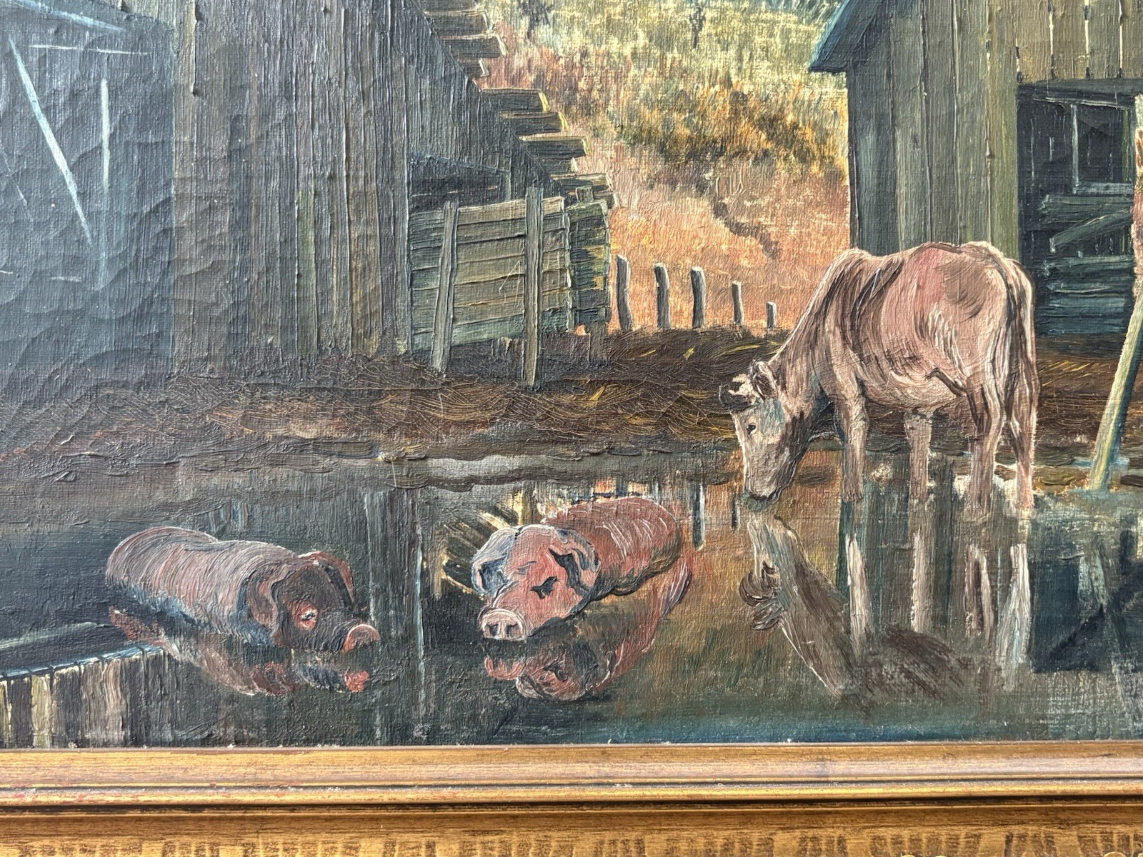 🔥 Antique 1940s American Regionalism WPA Oklahoma TULSA Landscape Oil Painting