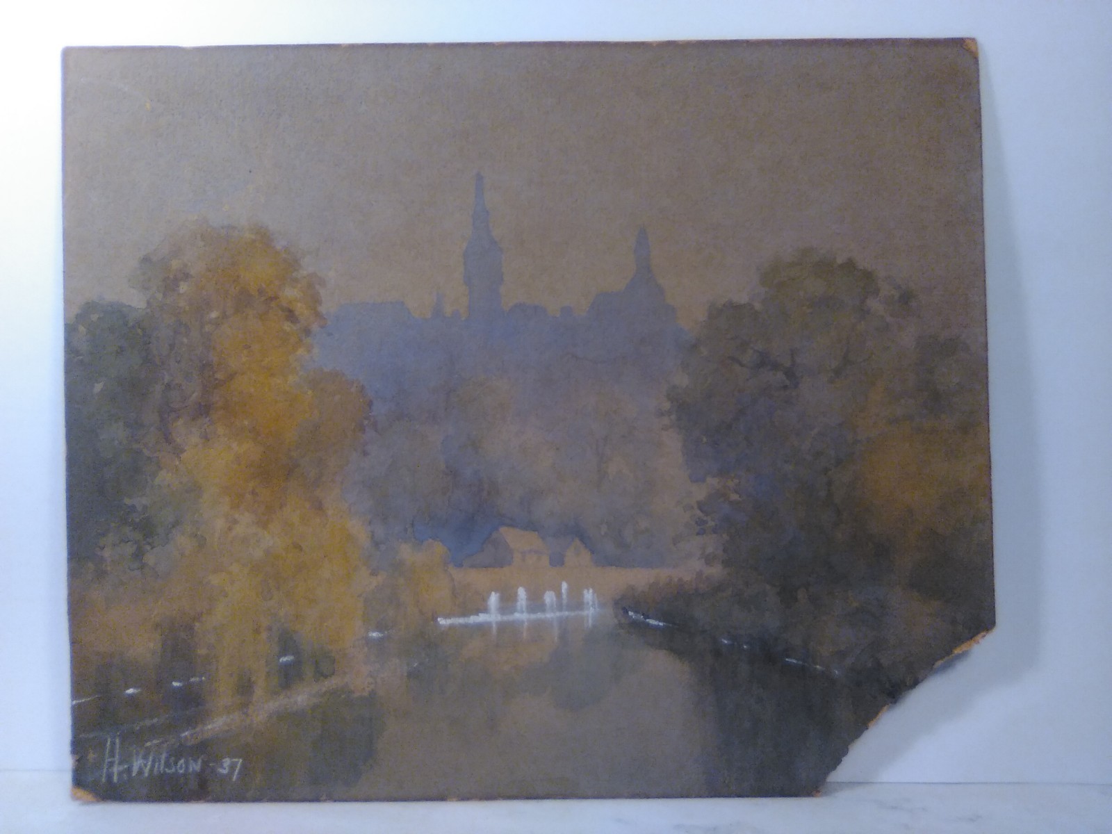 H. Wilson, 1937 Landscape Watercolour On Board