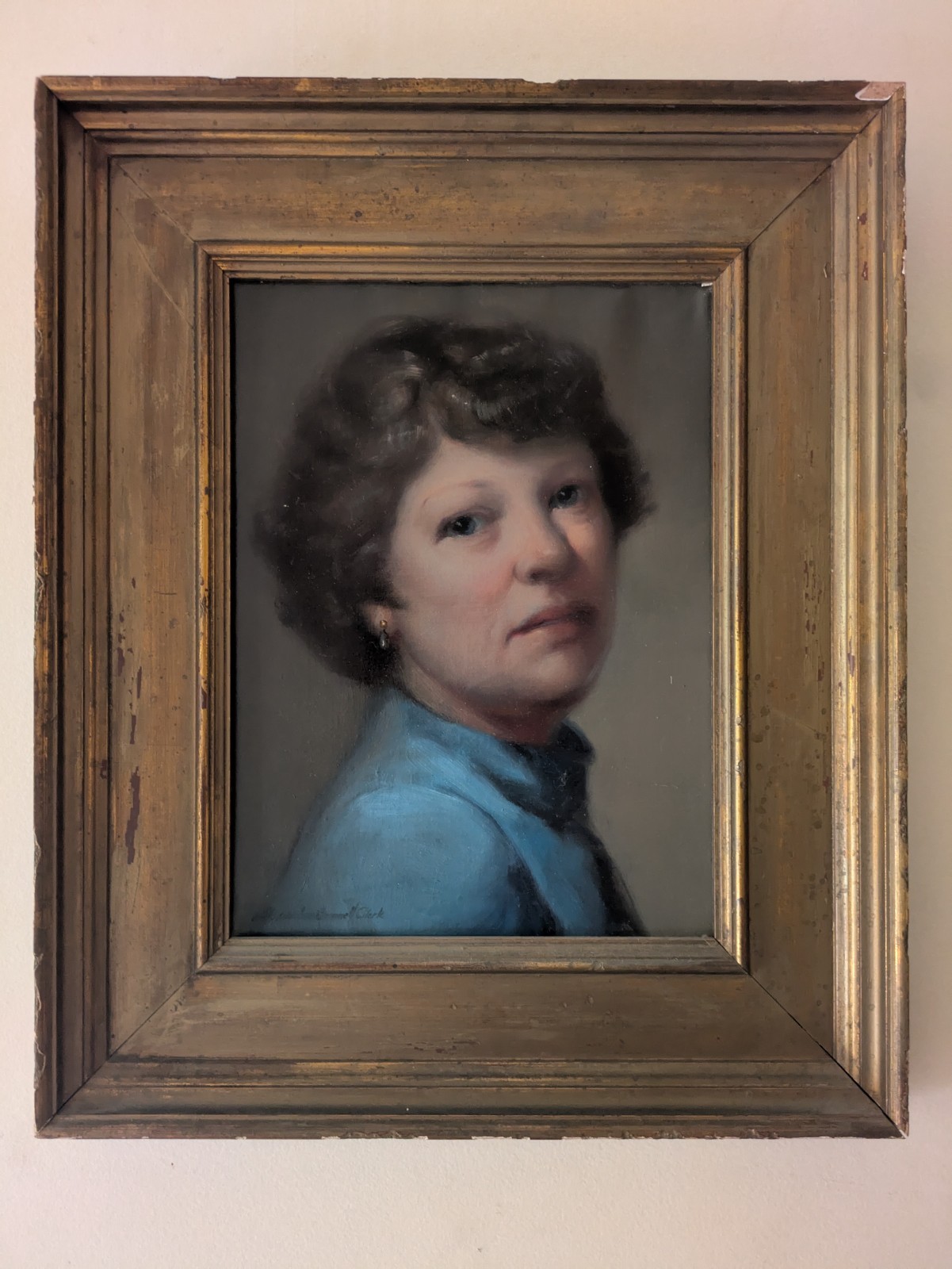 Vintage New England Oil Painting Female Portrait Alexandra Grinnell Clark mcm