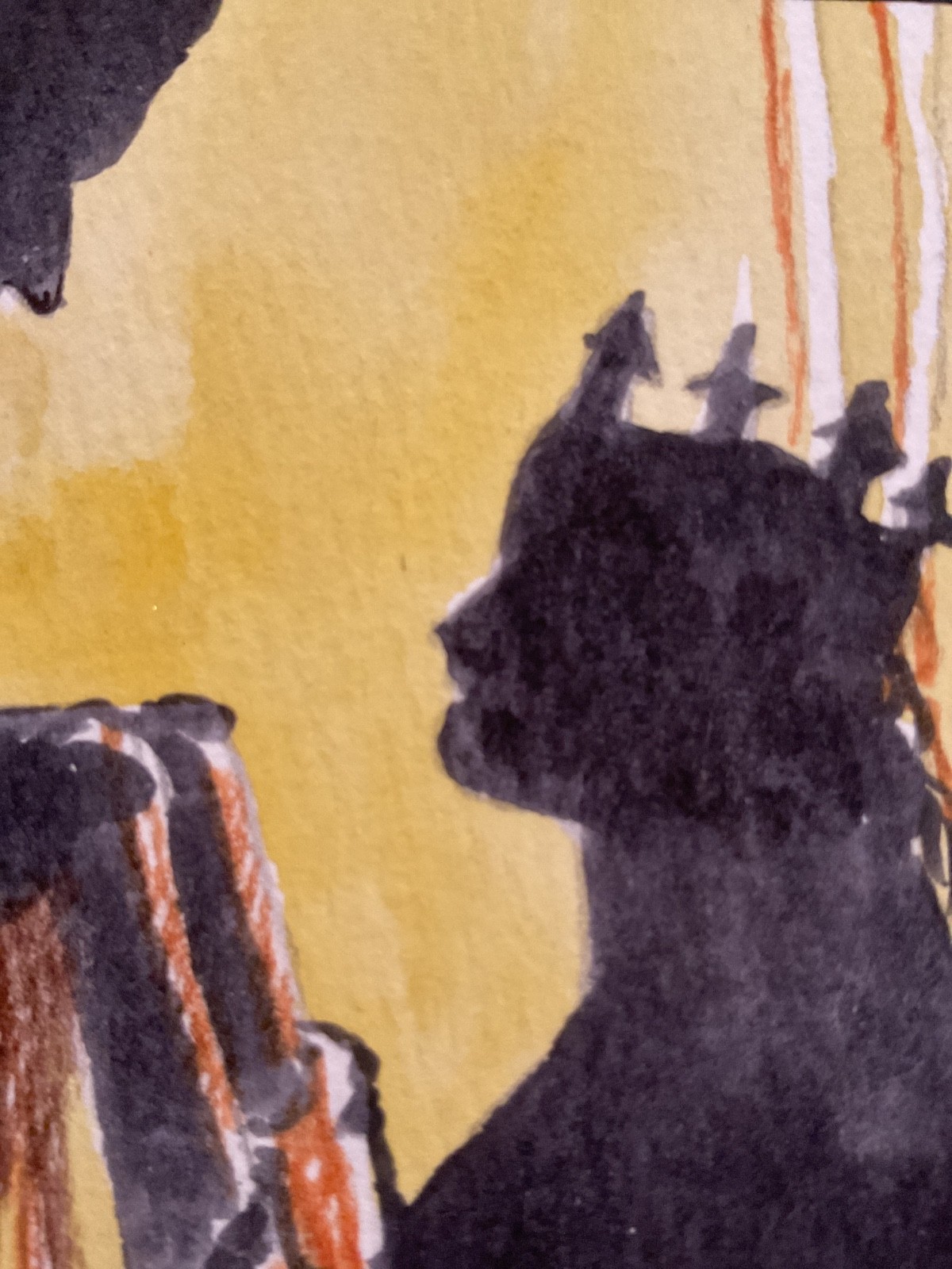 ACEO watercolor art by PJ, art card 2.5 x 3.5: Queen Esther approaching King