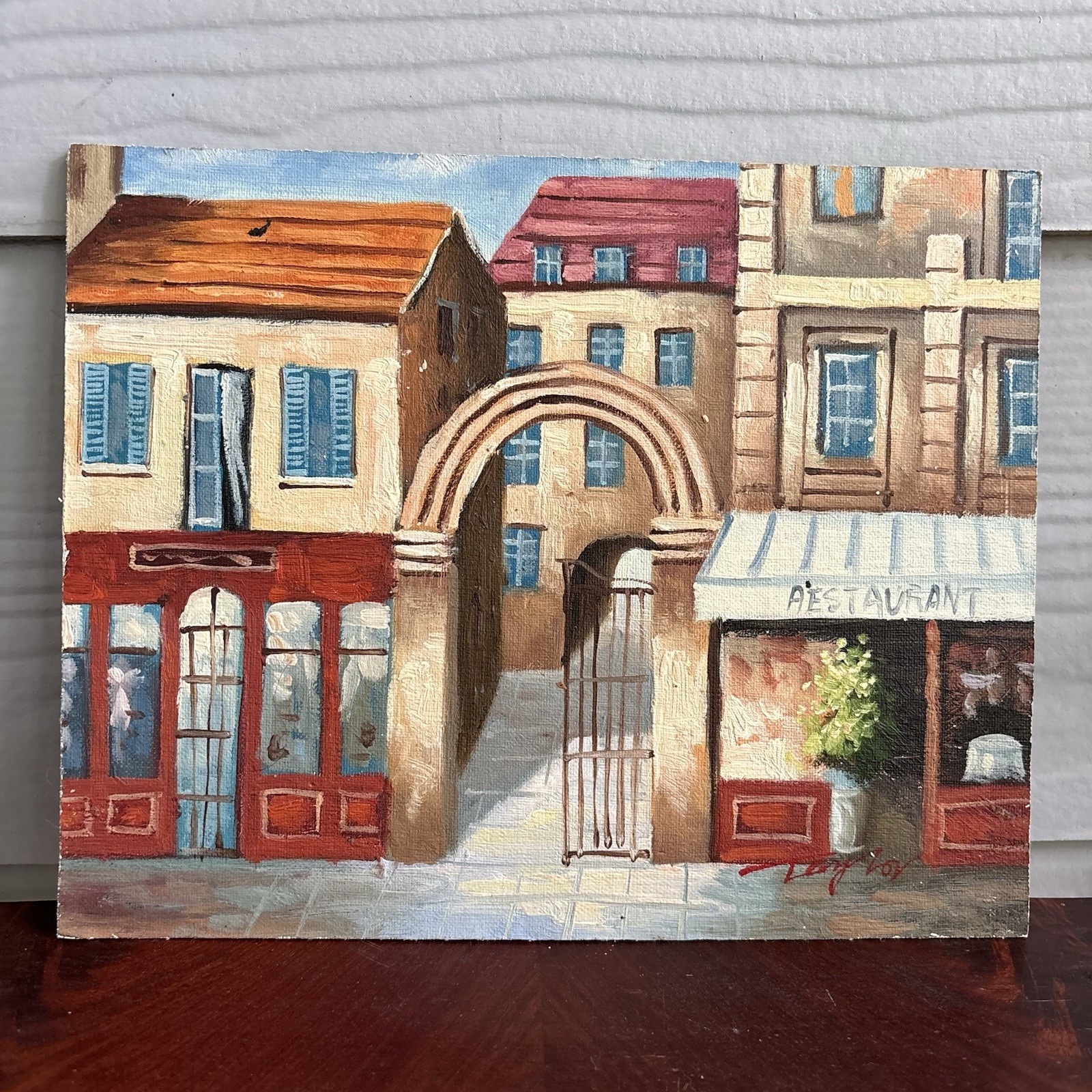 Original Oil Painting Paris Street Scene 8×10 Board Signed Souvenir Vintage Art