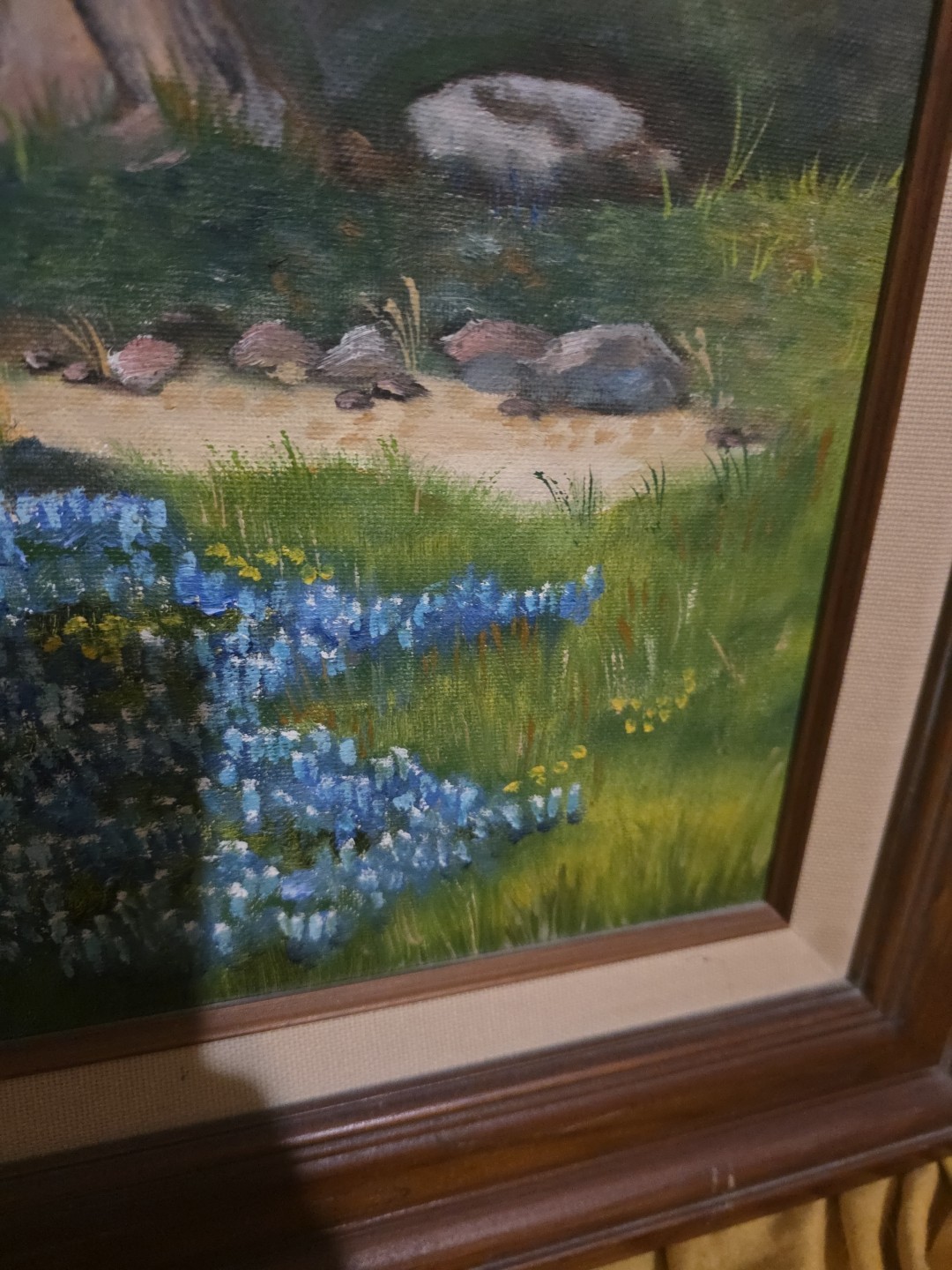 Texas Bluebonnet Hill Country Scape, D. Vornsand ’89 Oil Painting Weimar TX