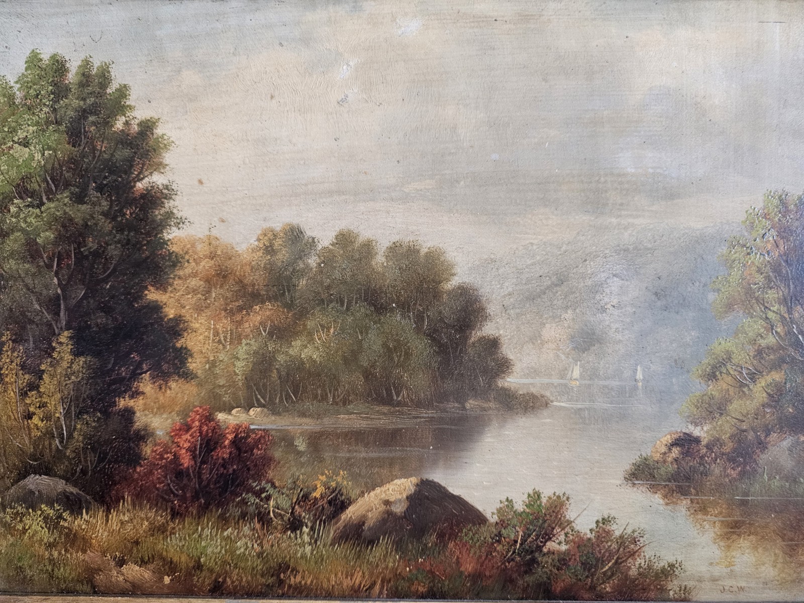 19th Century Scottish Romantic Landscape by John Crawford Wintour Framed