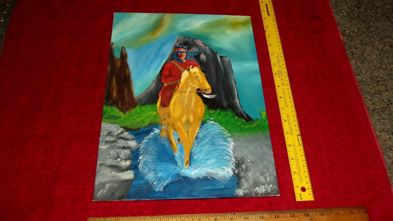 EDGAR RICE BURROUGHS APACHE DEVIL OIL PAINTING ON BOARD 12 » X 16 «
