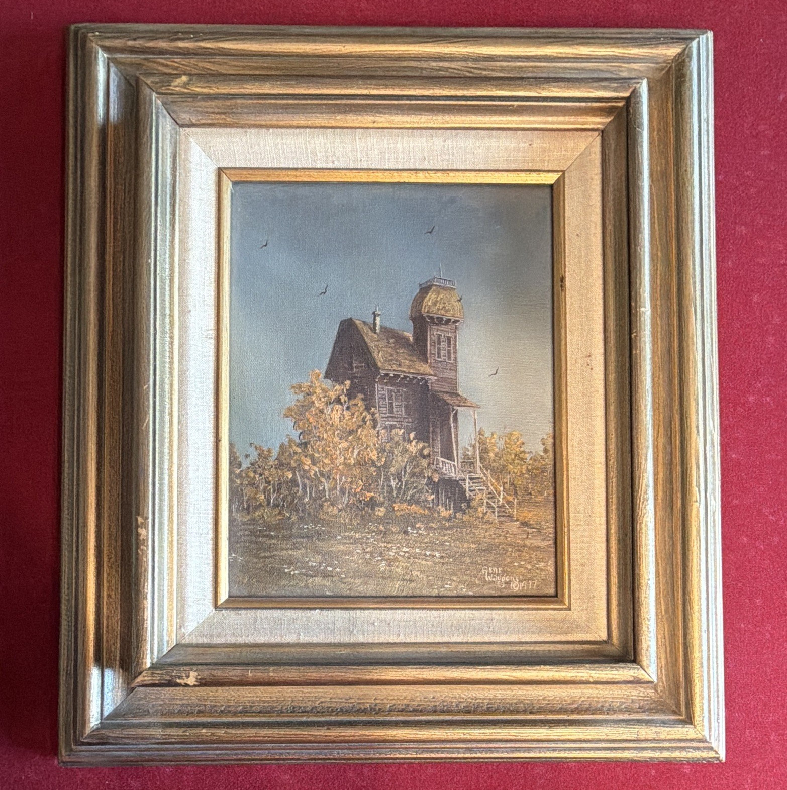 Gene Waggoner Original Oil Painting 1977 Victorian House Signed Framed – Rare
