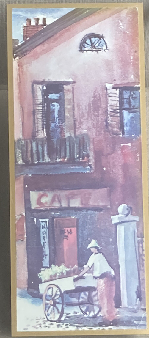 Vintage Chinese Asian Push Cart Chinatown Cafe Original Watercolor Art Painting