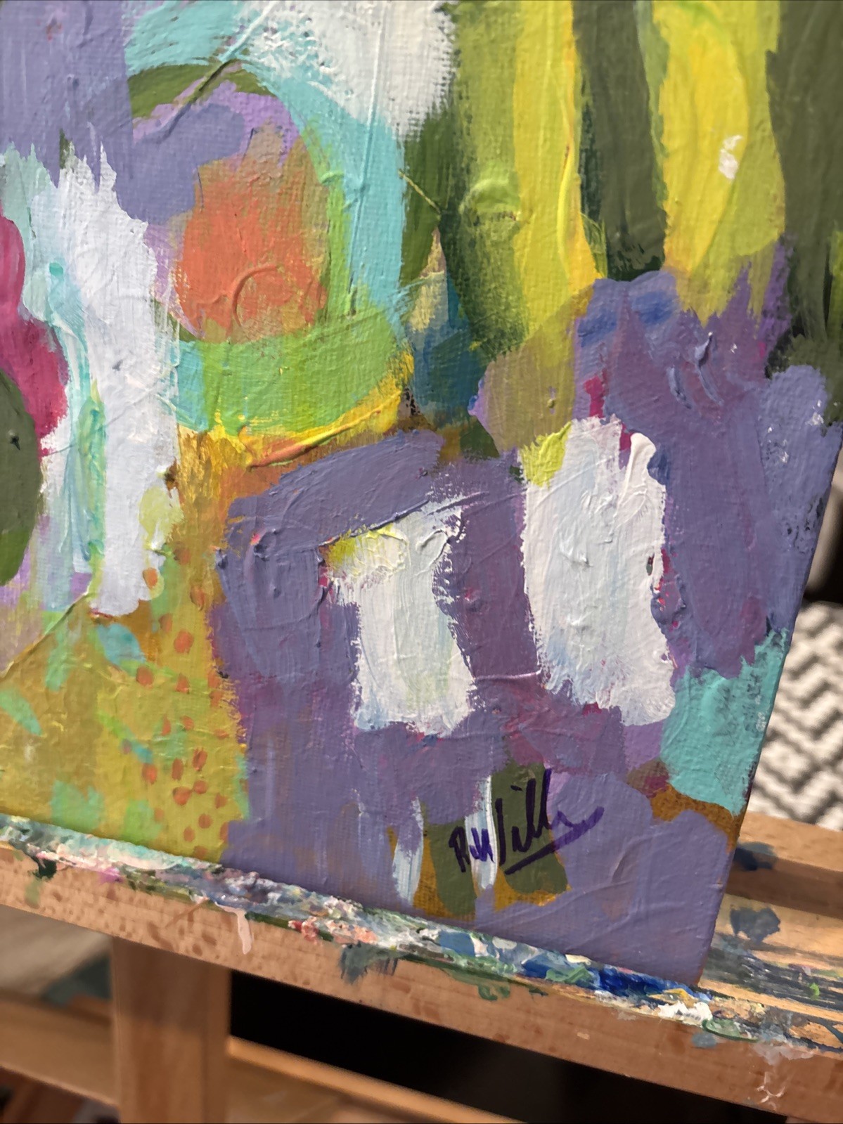 Abstract 11×14 Floral Expressionism Original Canvas Signed Brand New