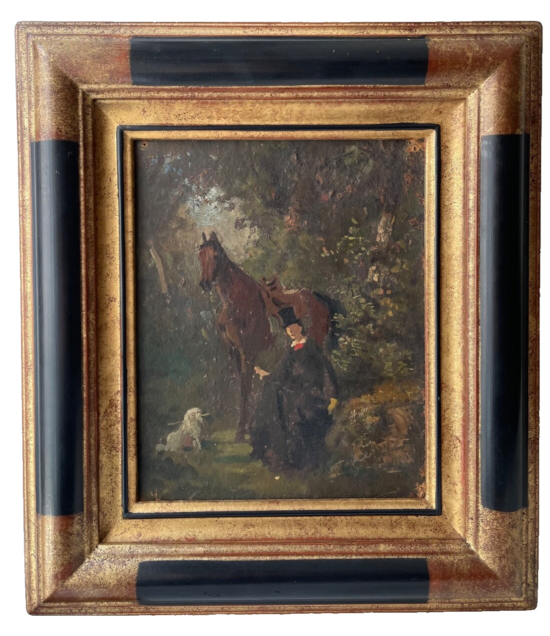 19th French Impressionism EDOUARD MANET ? Oil – Horsewoman and his Dog
