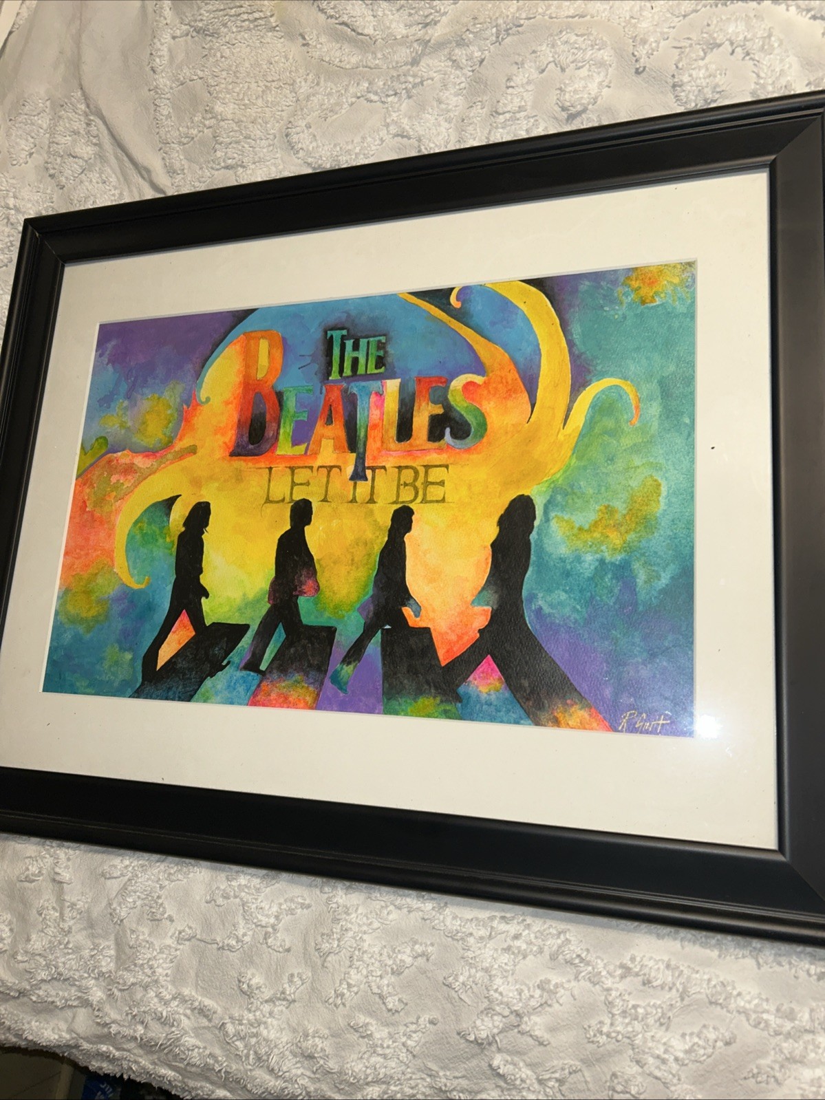 Beatles Abbey Rd Painting 20×13 Psychedelic Background Silhouette Richard Smith