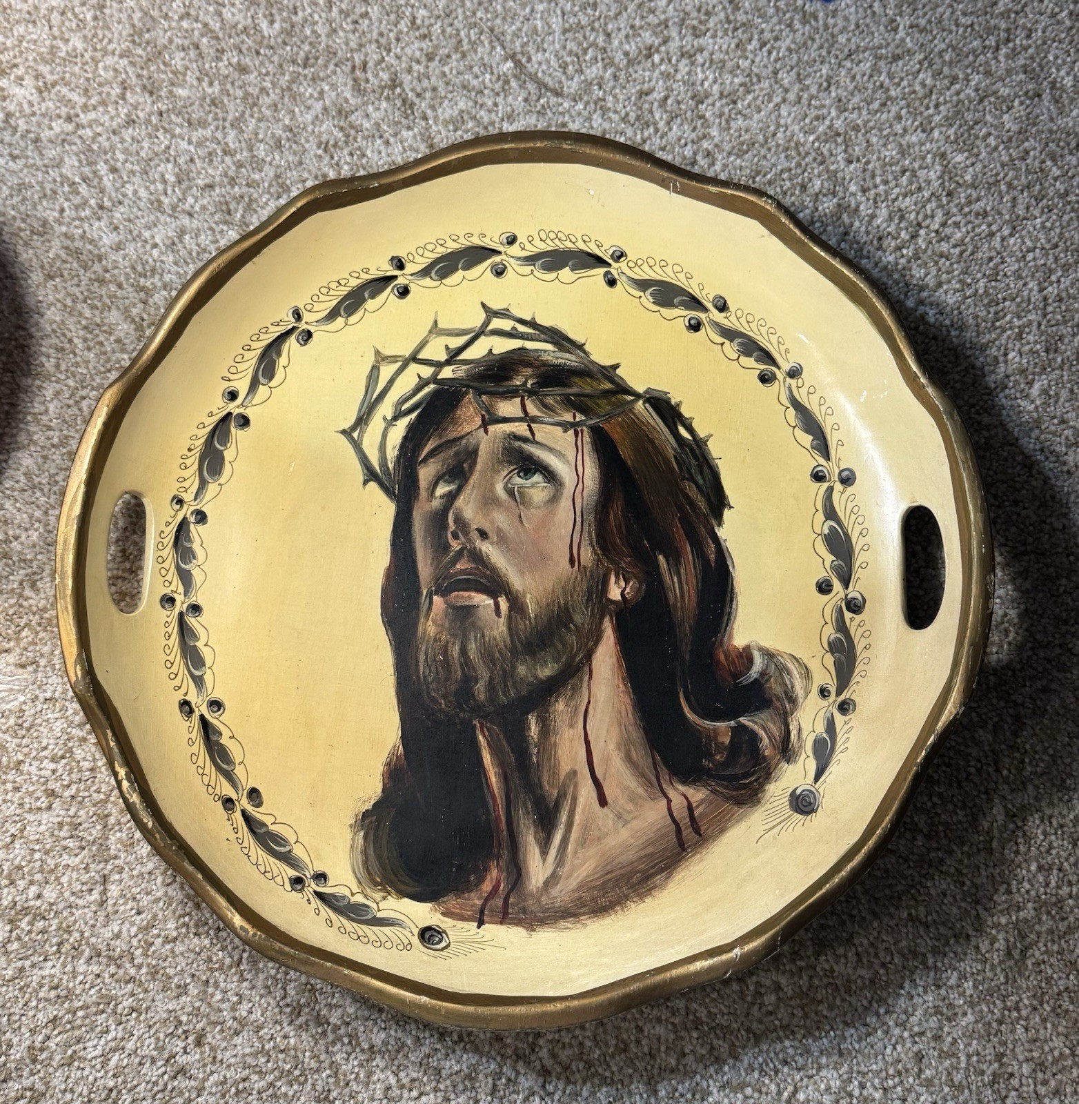 Jesus Christ Portrait Original Painting Crown Of Thorns