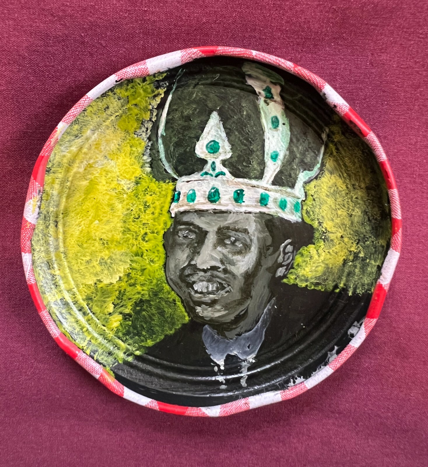 CLIFTON CHENIER Zydeco, Jam Jar Lid Portrait Outsider Folk Hobo Art by PETER ORR