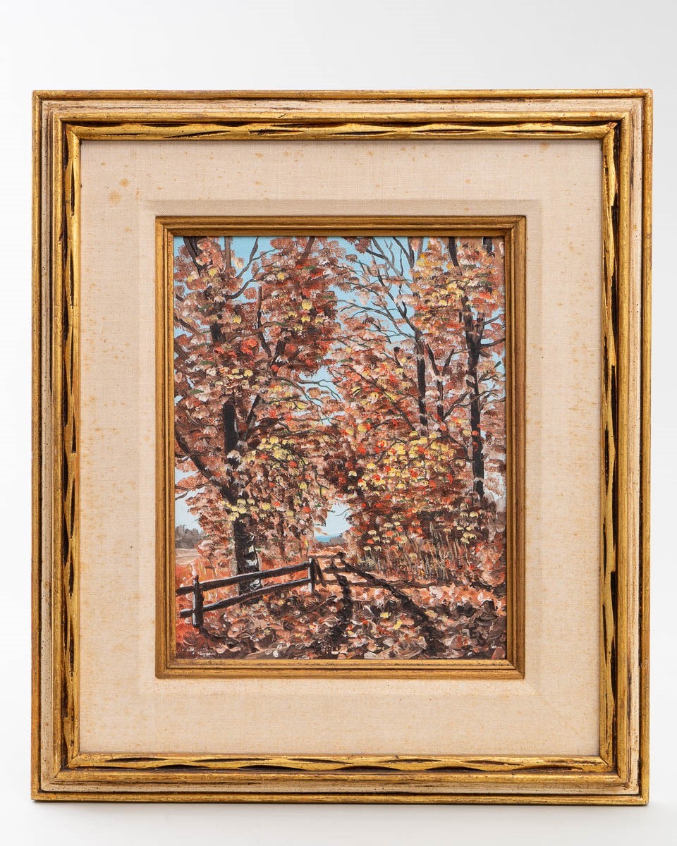 Signed Eugene Schmidt Impressionist Landscape Oil Painting Framed 20″ x 22.75″