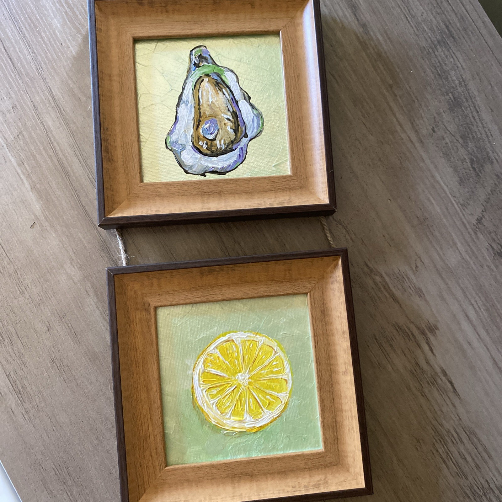 Oyster And Lemon,still Life,Original Acrylic Painting On Canvas Panel,4/4 Framed