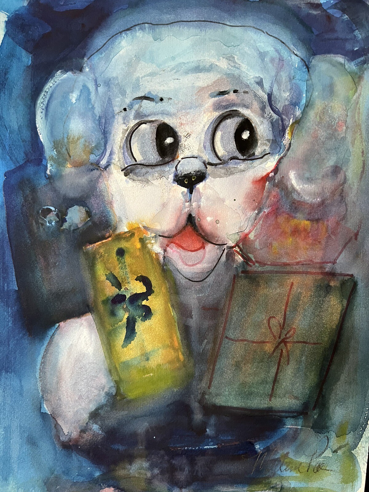 Watercolor Painting 12×18 Puppy OOAK Unframed Mat Not Included