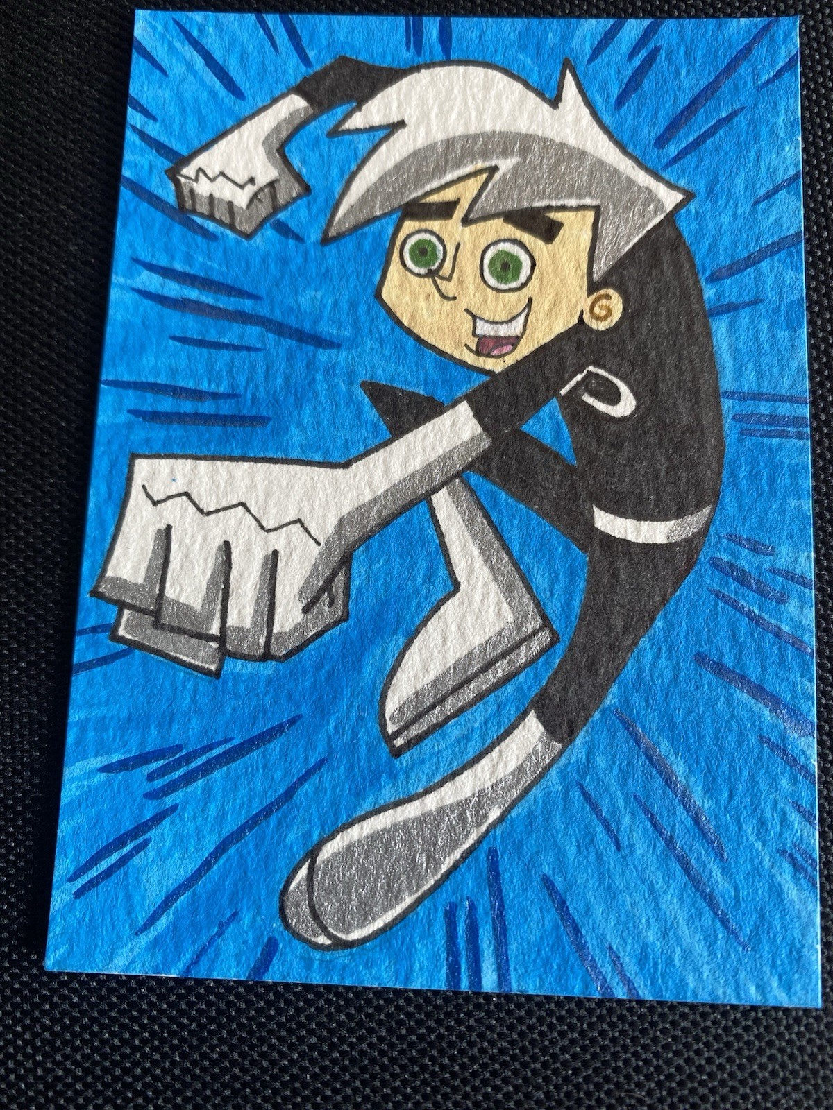 Danny Phantom Cartoon ACEO hand painted Art trading card acrylic micron 2.5×3.5