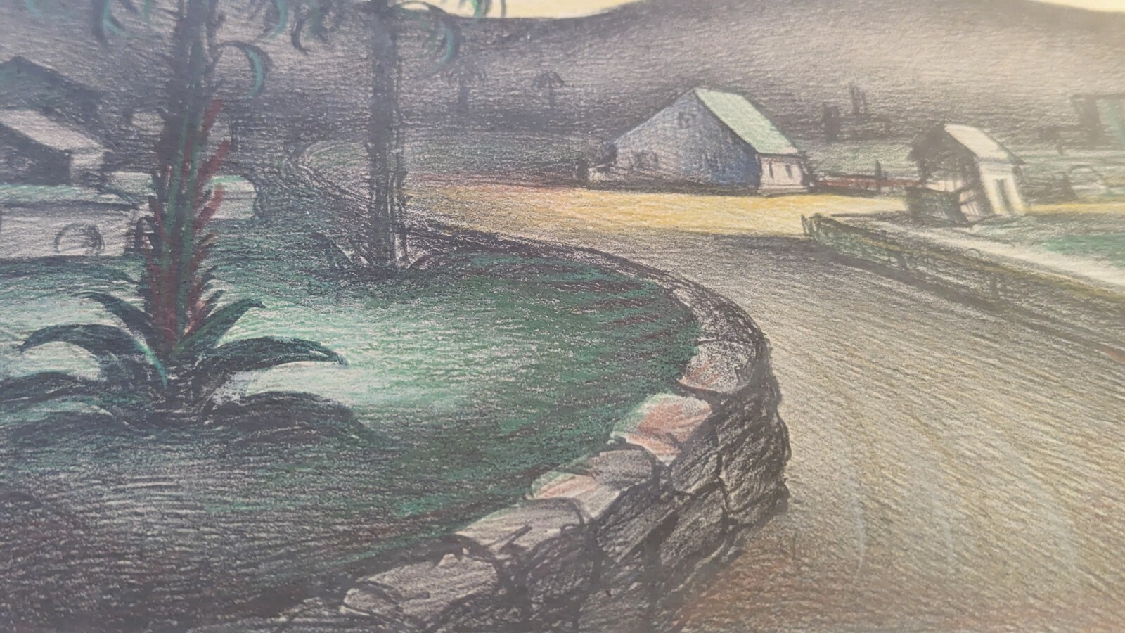Vintage «Californian Landscape» By Saul Rabino. Signed Colored Lithograph.