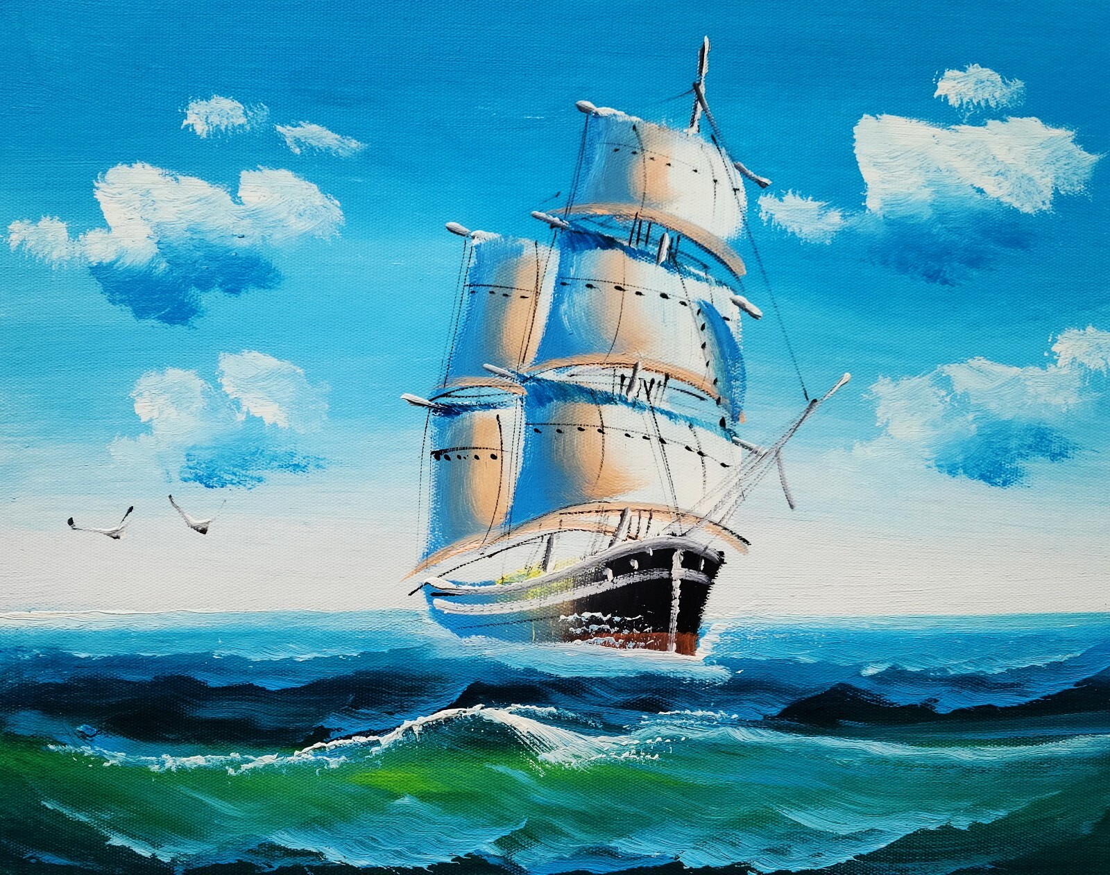 Clipper Ship – #5E-BBT-2, 8×10 , Hand painted Oil Painting on Canvas